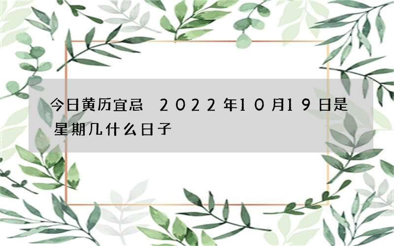 今日黄历宜忌 2022年10月19日是星期几什么日子